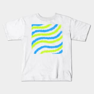 Blue green watercolor stripes art Kids T-Shirt